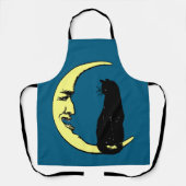 ヴィンテージフランスのの月と猫の男 エプロン (正面)