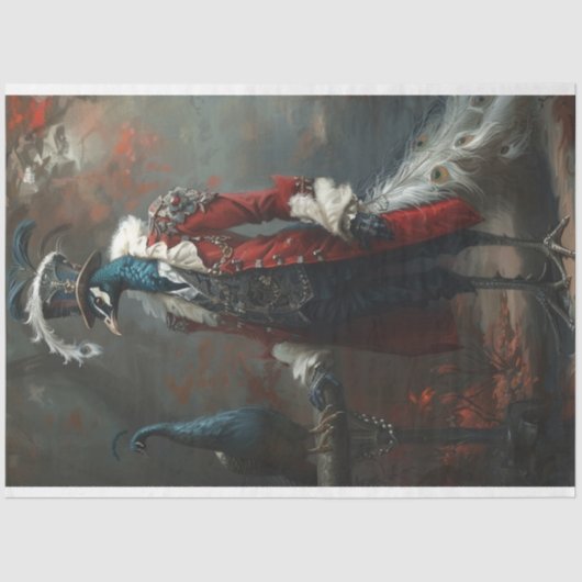 ヴィンテージフランスのの服を着た孔雀 薄葉紙 (正面)