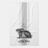 ヴィンテージフランスのの灰色のフランスのウサギ キッチンタオル (縦)
