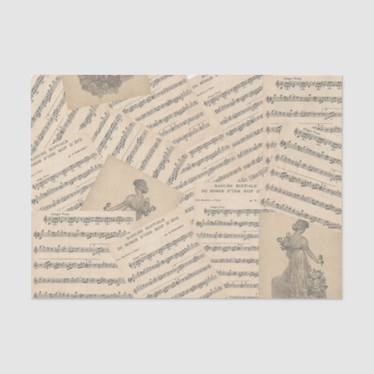 ヴィンテージフランスのの結婚マーチ音楽ティッシュペーパー 薄葉紙 (正面)
