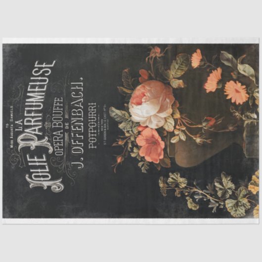 ヴィンテージフランスのの香水とバラの切り離し 薄葉紙 (正面)