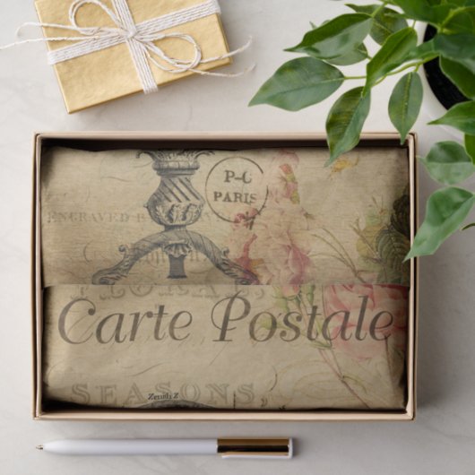 ヴィンテージフランスのはがきアームリア球デコップページ 薄葉紙 (ギフト)