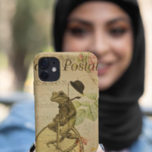 ヴィンテージフランスのはがきカエル乗用自転車バラ