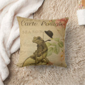 ヴィンテージフランスのはがきカエル乗用自転車 クッション (ブランケット)