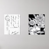 ヴィンテージフランスのはがきフローラブーケブラック (正面)