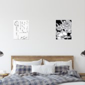 ヴィンテージフランスのはがきフローラブーケブラック (寝室)