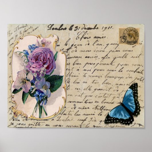 ヴィンテージフランスのはがきプリント ポスター (正面)