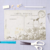ヴィンテージフランスのはがきワイルドフラワーティッシュペーパー 薄葉紙 (クラフト)