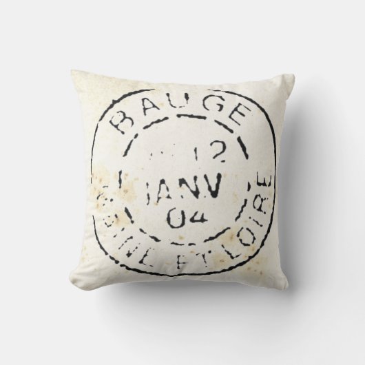ヴィンテージフランスのはがき枕(古い消印) クッション (正面)
