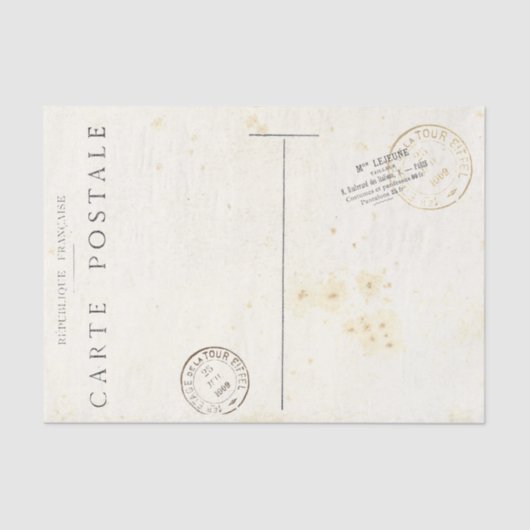 ヴィンテージフランスのはがき消印ティッシュペーパー 薄葉紙 (正面)