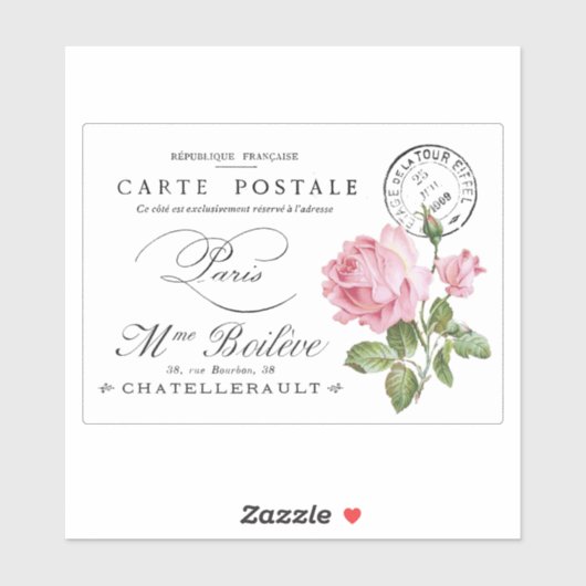 ヴィンテージフランスのはがき透明シール シール (シート)