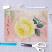 ヴィンテージフランスのはがき黄色バラ切り離し 薄葉紙 (クラフト)