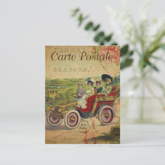 ヴィンテージフランスのはがき、レトロ車 ポストカード (スタンド正面)