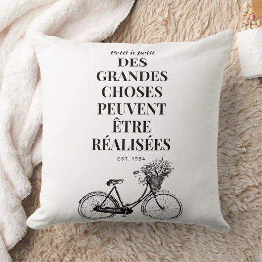 ヴィンテージフランスのやる気を起こさせる引用文 クッション (ブランケット)