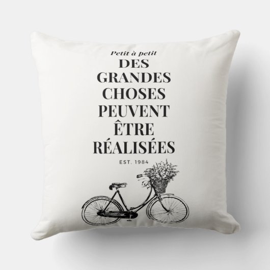 ヴィンテージフランスのやる気を起こさせる引用文 クッション (裏面)