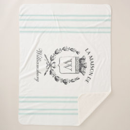 ヴィンテージフランスのアクアチキング家紋スロー シェルパブランケット