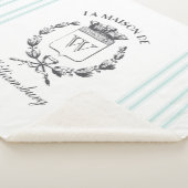 ヴィンテージフランスのアクアチキング家紋スロー シェルパブランケット (3/4)