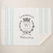 ヴィンテージフランスのアクアチキング家紋スロー シェルパブランケット (正面(横))