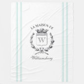 ヴィンテージフランスのアクアチキング家紋スロー フリースブランケット (正面)