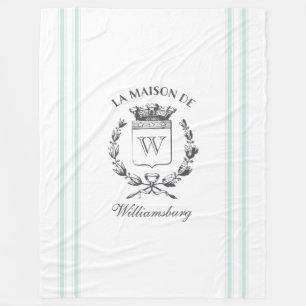 ヴィンテージフランスのアクアチキング家紋スロー フリースブランケット