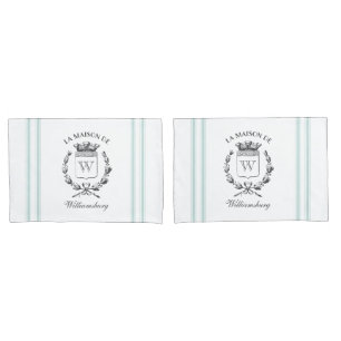 ヴィンテージフランスのアクアティキング家紋ピラロカス 枕カバー