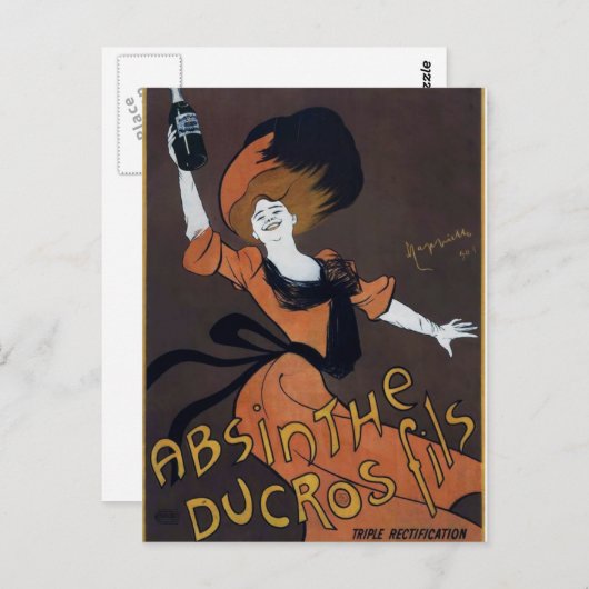 ヴィンテージフランスのアブシンザのポスター ポストカード (正面/裏面)
