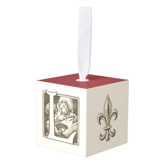 ヴィンテージフランスのアルファベットブロックオーナメントセット"L" キューブオーナメント (正面アングル)