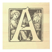 ヴィンテージフランスのアルファベット「ABC」木製ブロック フォトキューブ (正面)