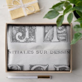 ヴィンテージフランスのアルファベ図解入りの、写真付きのットクラフト 薄葉紙 (ギフト)