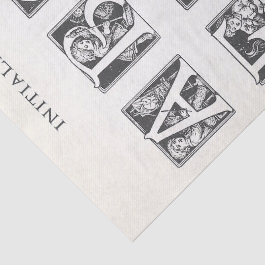 ヴィンテージフランスのアルファベ図解入りの、写真付きのットクラフト 薄葉紙 (詳細)