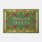 ヴィンテージフランスのアンティークパーソナライズされたフローラ ドアマット (正面)