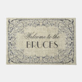 ヴィンテージフランスのアンティークパーソナライズされたフローラ ドアマット (正面)