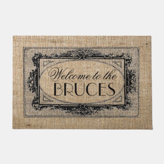 ヴィンテージフランスのアンティークパーソナライズされた枠 ドアマット (正面)