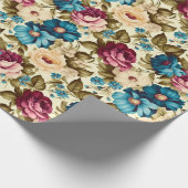ヴィンテージフランスのアンティーク花 ラッピングペーパー (角)