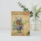 ヴィンテージフランスのアートプリント、犬フローラ ポストカード (スタンド正面)