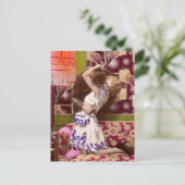 ヴィンテージフランスのアールデコロマンチック葉書。 ポストカード (スタンド正面)