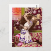 ヴィンテージフランスのアールデコロマンチック葉書。 ポストカード (正面/裏面)