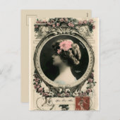 ヴィンテージフランスのアールヌーボーフォトフレームテンプレート シーズンポストカード (正面/裏面)