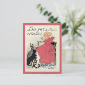 ヴィンテージフランスのアールヌーボーミルクアド、ネコ、ガール ポストカード (スタンド正面)