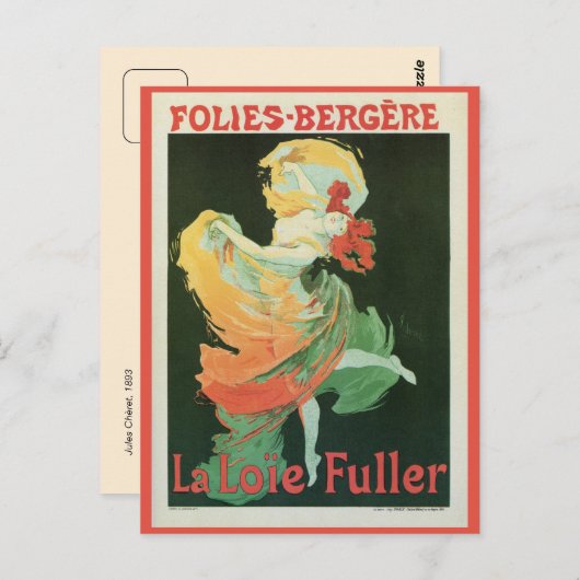 ヴィンテージフランスのアールヌーボーラロイフラーアド ポストカード (正面/裏面)