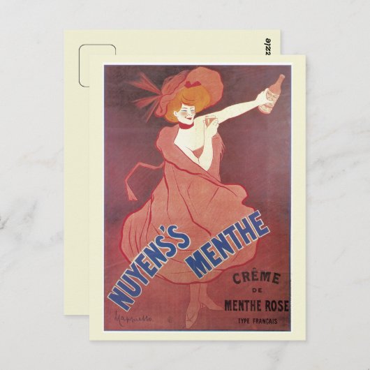ヴィンテージフランスのアールヌーボー酒 ポストカード (正面/裏面)