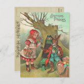 ヴィンテージフランスのイースターバニーポストカード シーズンポストカード (正面/裏面)