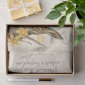 ヴィンテージフランスのイースターラビットダッフォディルハガキ 薄葉紙 (ギフト)