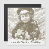 ヴィンテージフランスのウィンターガールフォトクリスマスメッセージ (正面/裏面)