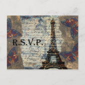 ヴィンテージフランスのウェディングsvpカード インビテーションポストカード (正面)