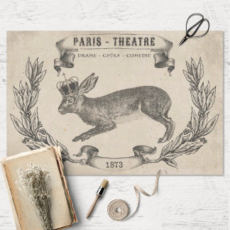 ヴィンテージフランスのウサギ（クラウン・デコpage付） 薄葉紙