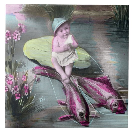 ヴィンテージフランスのエイプリルフール葉書 タイル (正面)