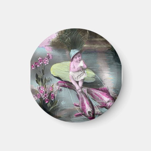 ヴィンテージフランスのエイプリルフール葉書 マグネット (正面)