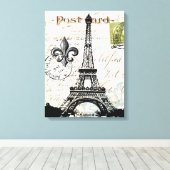 ヴィンテージフランスのエッフェル塔のキャンバス キャンバスプリント (インサイチュ (ウッドフロア))