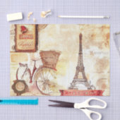 ヴィンテージフランスのエフィールタワーバイクデクページ 薄葉紙 (クラフト)